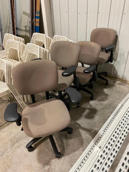 Lot of 4 Office Chairs, Some Small Stains or Worn Areas on a Couple