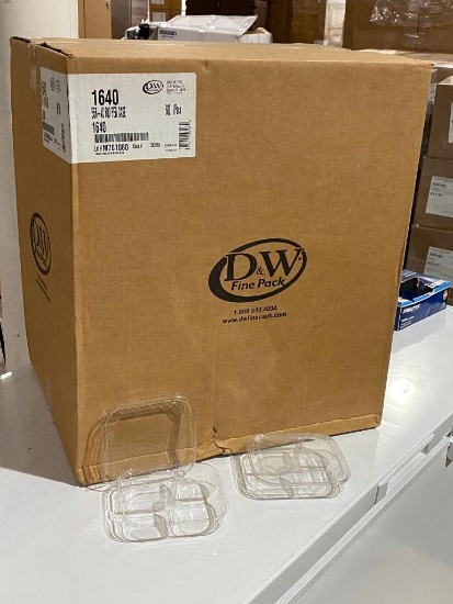 Sealed Box of 600, 2-Part Fruit & Deli Grab N Go Take Out Divided Containers, D&W Fine Pack No. 1640