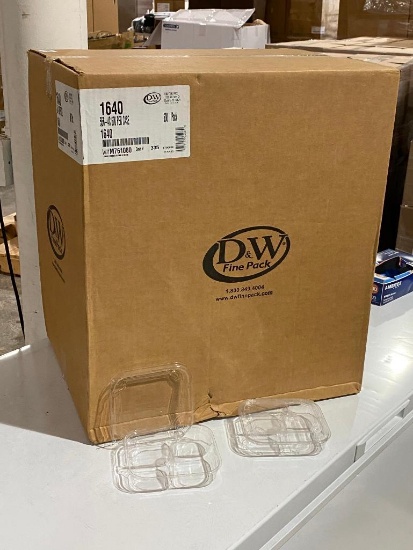 Sealed Box of 600, 2-Part Fruit & Deli Grab N Go Take Out Divided Containers, D&W Fine Pack No. 1640