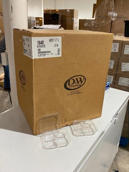 Sealed Box of 600, 2-Part Fruit & Deli Grab N Go Take Out Divided Containers, D&W Fine Pack No. 1640