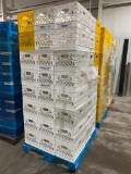 48 Count, 24 Quart Rectangle Milk Crates, 13in x 18-3/4in, Stackable, Reinforced, 4lbs Strong