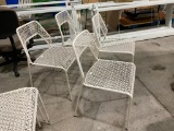 Lot of 4, Blue Dot White Hot Mesh Metal Chairs, Color: White Hot