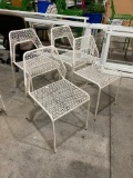 Lot of 4, Blue Dot White Hot Mesh Metal Chairs, Color: White Hot