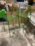 Lot of 2, Blue Dot Hot Mesh Metal Barstools, Green