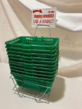 Plasticade Shopping Basket Set, 11 Baskets, 1 Wire Rack, Used