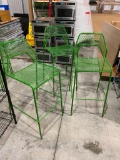 Lot of 3, Blue Dot Hot Mesh Metal Barstools, Green