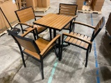 Patio Table w/ Matching Chairs, 24in Square Table Top, 4 Chairs