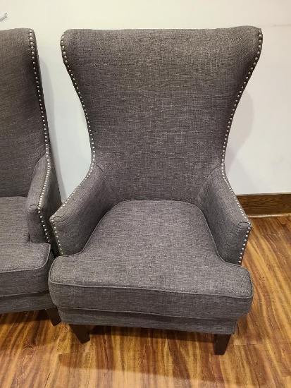 One (1) Decor High Back Grey Armchair 48" Tall