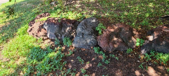 Lot of 6 Landscaping Boulders, 1 16in, 5 Lava Rock Style Boulders