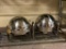 Lot of 7, Stainless Steel 6 Qt. Full Size Round Roll Top Hotel Chafer / Chafing Server w/ Pans