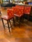 Lot of 6 Bar Stools, Wood Frame, Cushioned Leather/Cloth Seat/Backs