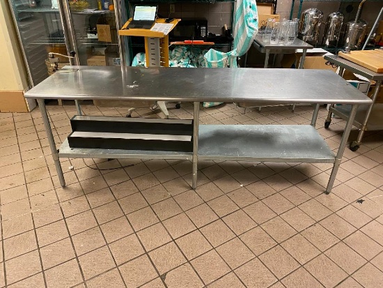 Stainless Steel Prep Table w/ Lower Shelf, 96in x 30in x 35in H w/ Edlund Commercial Can Opener