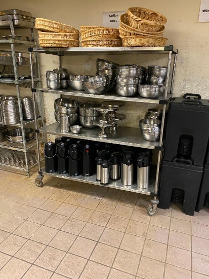 METRO Mobile Dunnage Storage Shelf Rack, 4 Stainless Shelves, 60in x 68in H x 24in