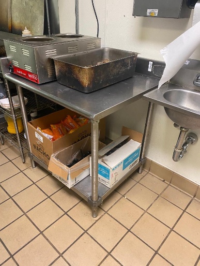 Stainless Steel Prep Table w/ Lower Shelf 36in x 30in x 35in H w/ 2 Backsplashes