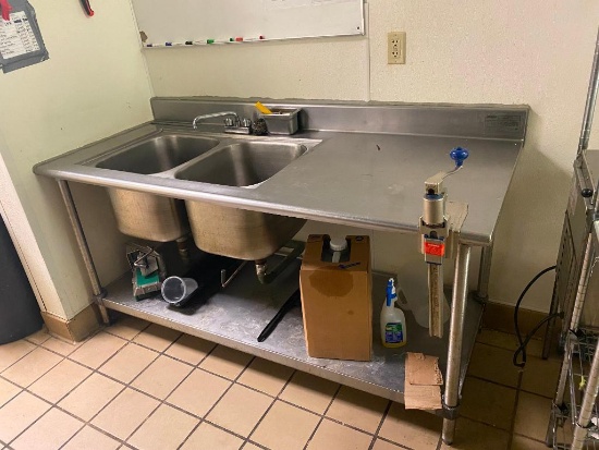 Eagle No. YT3072-1424-00 Stainless Steel 2 Compartment Sink, Prep Table & Edlund Commercial Can