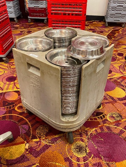 300 Plate Covers & Mobile Storage Caddy , 11-1/2in Round Plate Cover - 2-1/2in H, Stainless Steel w/