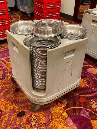 300 Plate Covers & Mobile Storage Caddy , 11-1/2in Round Plate Cover - 2-1/2in H, Stainless Steel w/