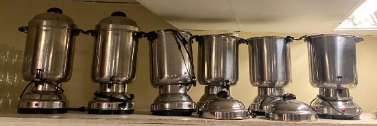 Lot of 6, Vollrath Model: 72807 Stainless Steel Elect. Coffee Warmer / Dispensers