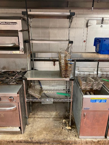 Custom Dunnage Shelving Unit, 2 Stainless Steel Top Shelves, Lower Shelf, Stainless Steel Work