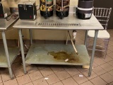Eagle Stainless Steel Prep Table w/ Back Splash, Lower Shelf, Drain Pan w/ Grate, 48in x 30in x 36in