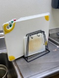 Four San Jamar NSF Cutting Boards w/ Rack, Color Coded, Very Nice