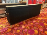 Custom Mobile Bar, 10 Ft, Ceramic Top, Wood Framed, 2 Ice Bins, On Casters, Black Front, Storage