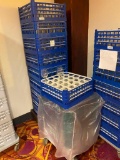 225 14 oz Goblet Glasses / Water Glasses, 9 Racks of 25 w/ Glass Rack Dolly
