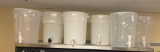 Lot of 6, 5-Gallon Beverage Dispensers w/ Spigots and Lids