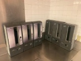 Six Utensil Dispensers by Dixie Smart Stock, Spoon, Fork, Knife, 1 Missing Top, Automatic Dispenser