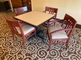 Restaurant Table & 4 Chairs, Plymold 36in Square Single Pedestal Table