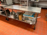 Mobile Stainless Steel Prep Table w/ Lower Shelf, 72in x 24in x 34in H
