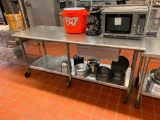 Mobile Stainless Steel Prep Table w/ Lower Shelf, 84in x 30in x 36in H