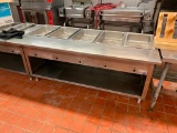 Duke Mfg. Model S5SR Natural Gas 5 Burner / 5 Pan Waterless Food Warmer Table w/ Lower Storage