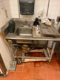 Stainless Steel Deep Single Compartment Sink w/ Right Hand Table w/ Old Disposer, As-Is 48in x 30in