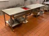 Stainless Steel Prep Table w/ Deep Double Compartment Sink, Lower Shelves 10ft x 30in x 34in H, 12in