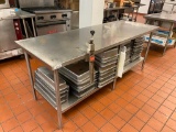 Stainless Steel Prep Table w/ Lower Shelf, 84in x 30in x 34in H w/ Edlund Commercial Can Opener