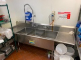 John Boos Stainless Steel 3-Compartment Sink w/ Spray Wand 104in x 36in H x 34in