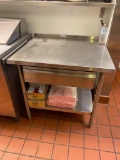 Stainless Steel Prep Table w/ Lower Shelf & Drawer, 36in x 30in x 34in H