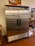 Saturn Model S49R 2 Door Stainless Steel Refrigerated Cooler on Mobile Casters