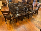 32 Solid Wood Restaurant Chairs, Dark Stain, Ladder Back