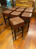 10 Pub Chairs, Faux Alligator Skin Covers, Wood Frames, Grand Rapids Chair Co.