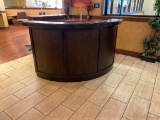 Host Reception Counter, Curved w/ Drawers & Cabinet Space, Raised Top Level