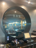 Large Porthole Round Bar Mirror & Cabinet Frame, BAR etched on Mirror 62in Mirror