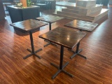 5 Pub Tables, 30in x 30in x 42in H, by Plymold, Wood Grain Style Tops, Pedestal Base