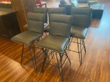 5 Swivel Bar Stools, Iron Frame and Padded Vinyl Seat/Backs
