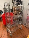 Mobile HD Dunnage Shelf w/ 3 Sides of Cage, 1 Open Side 69in x 36in x 18in