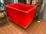 HD Poly Rolling Bin - 48in x 32in x 38in H on Wooden Mobile Dolly