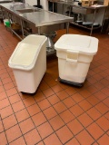 Lot of 2 Ingredient Bins, One w/ Mobile Casters, 1 w/ Dolly