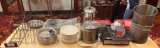Misc. Group of Smallwares, Stock Pots, 14in Platters, Trays, Cash Drawer and More