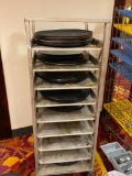 30+ Cafeteria Trays w/ Mobile Sheet Pan Rack Carrier - Trays Need to Be Washed, 27in x 22in Trays
